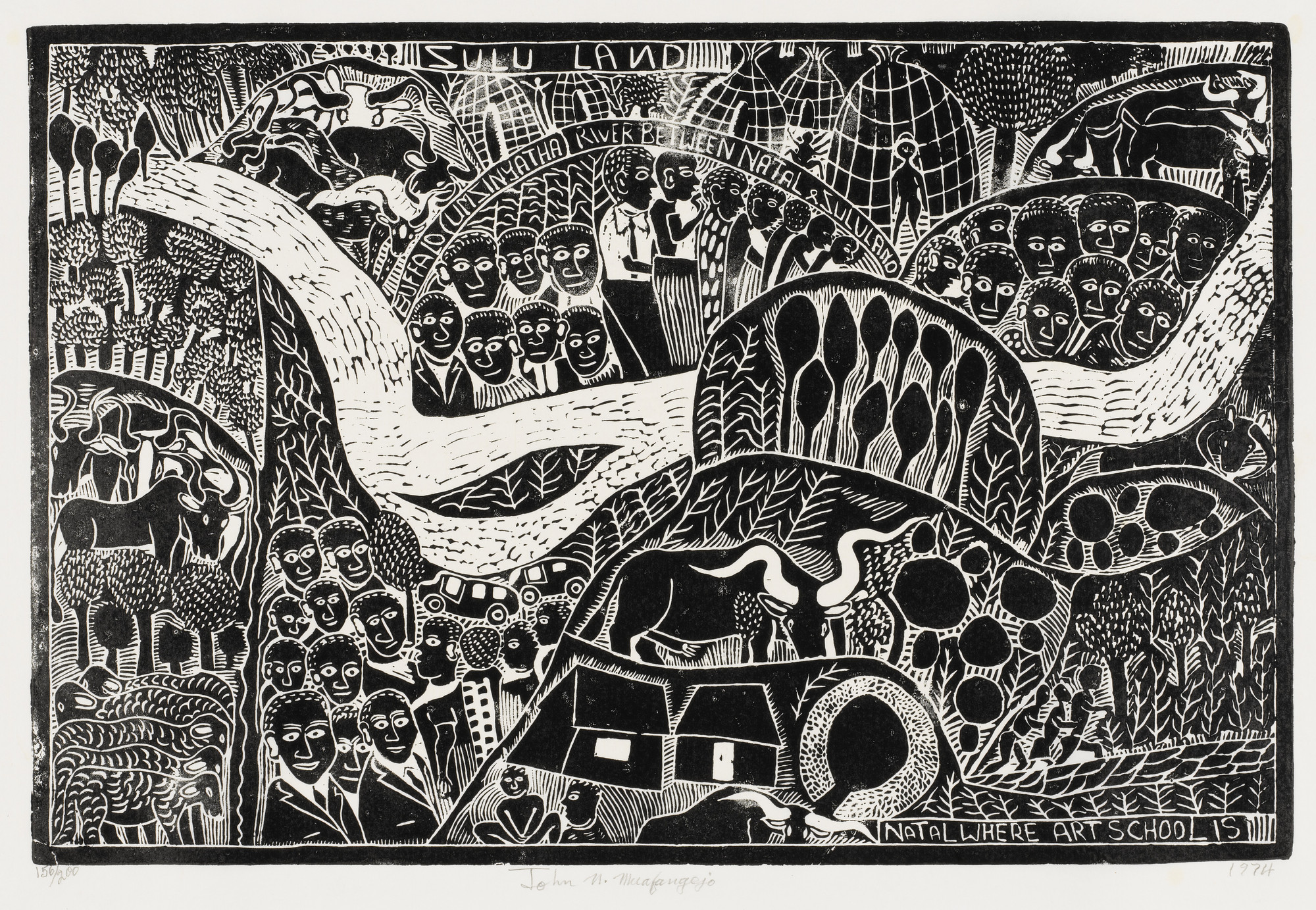 Linocut print by John Muafangejo